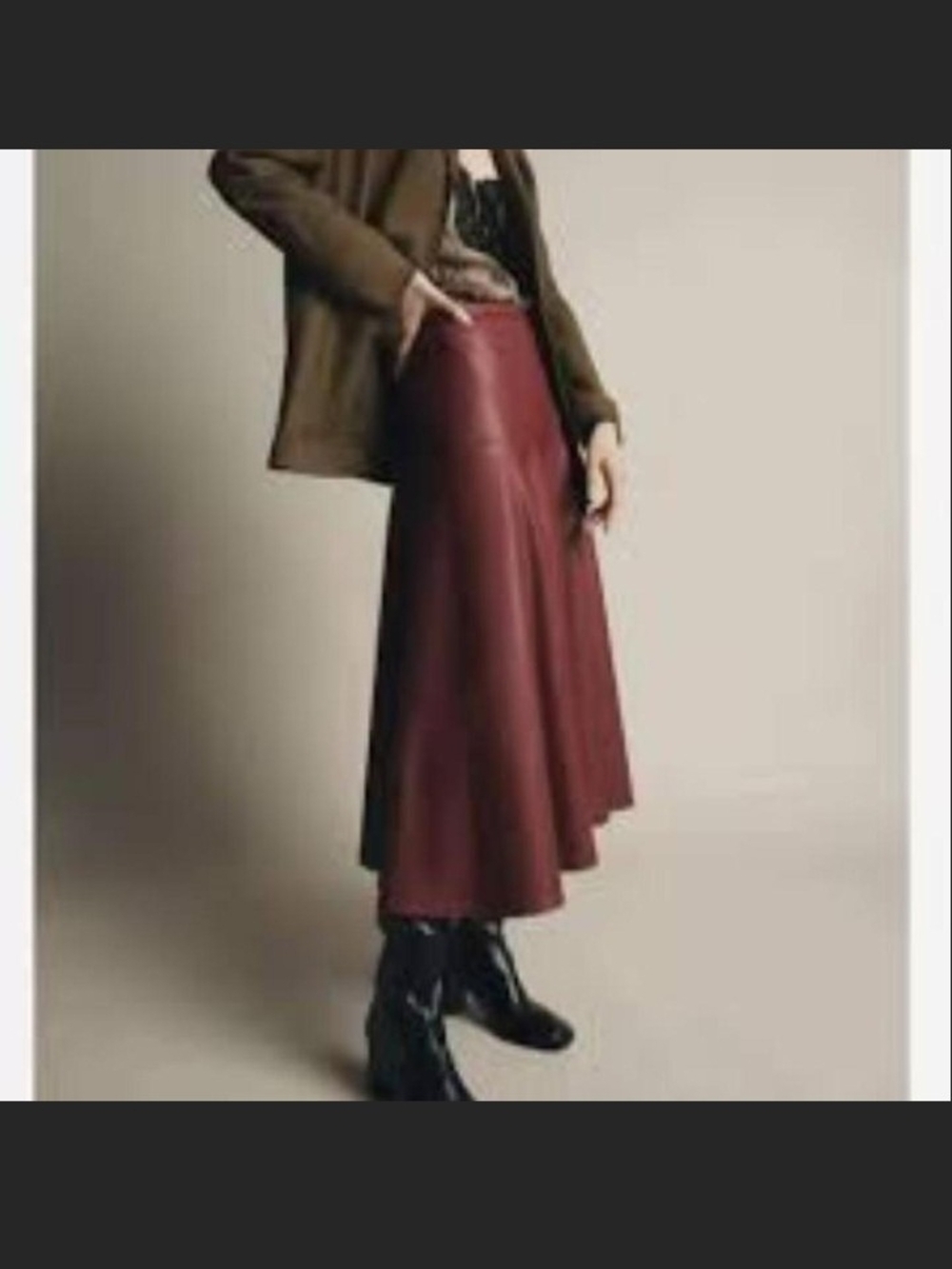 Zara Wine Leather Midi Skirt